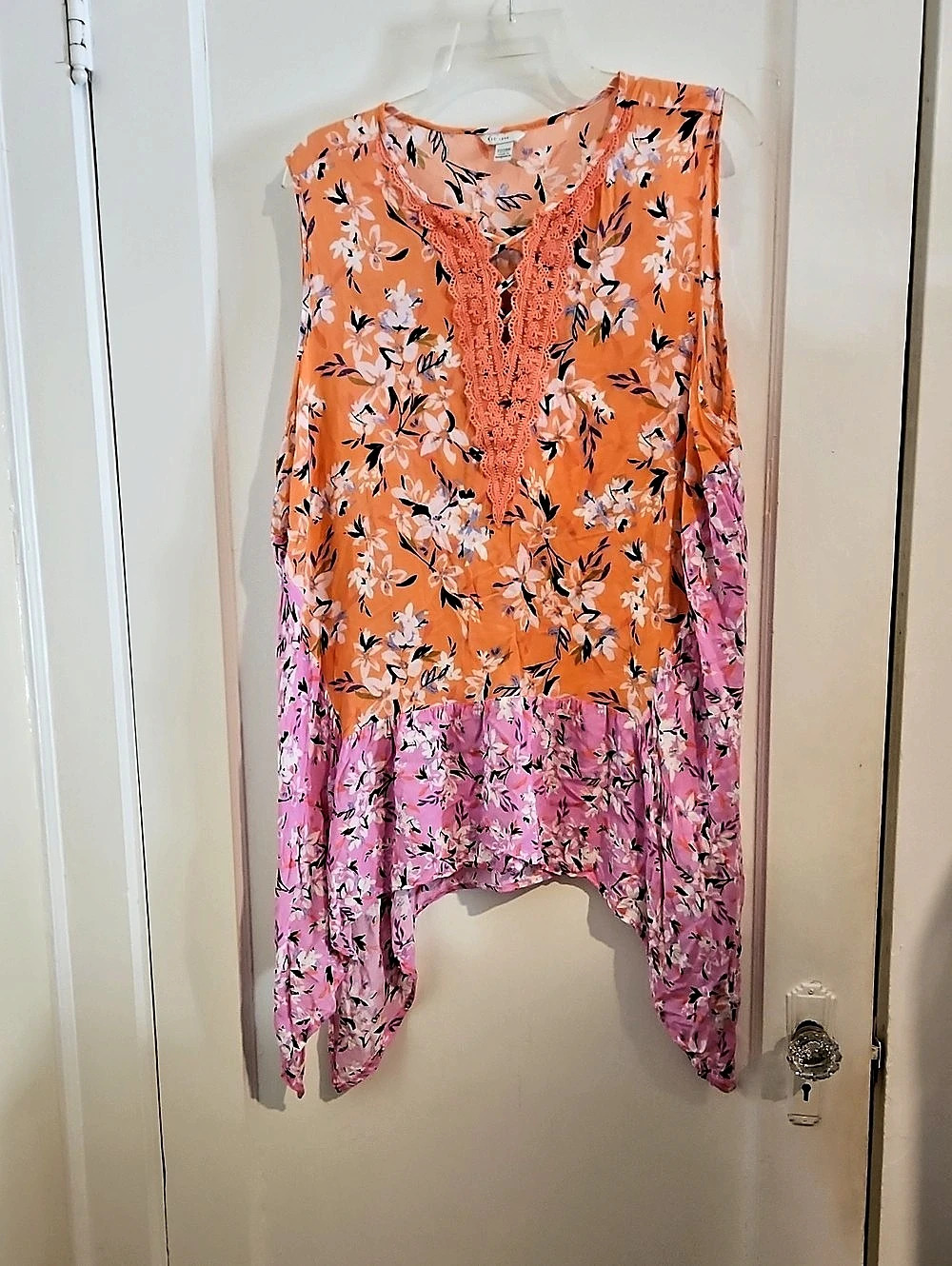 EST. 1946 Floral Tunic Orange & Pink Size 22/24W Like New